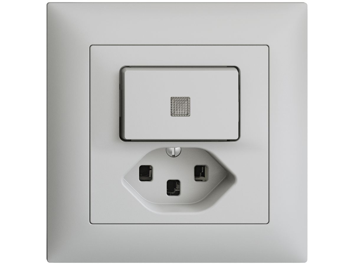 UP-Leuchtkombination 6/1L+T23 hellgrau LS EDIZIOdue mit Linse, LED gelb