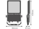 LED-Strahler LEDVANCE FLOODLIGHT 80W 8300lm 822 IP66 45×140° 479×304mm