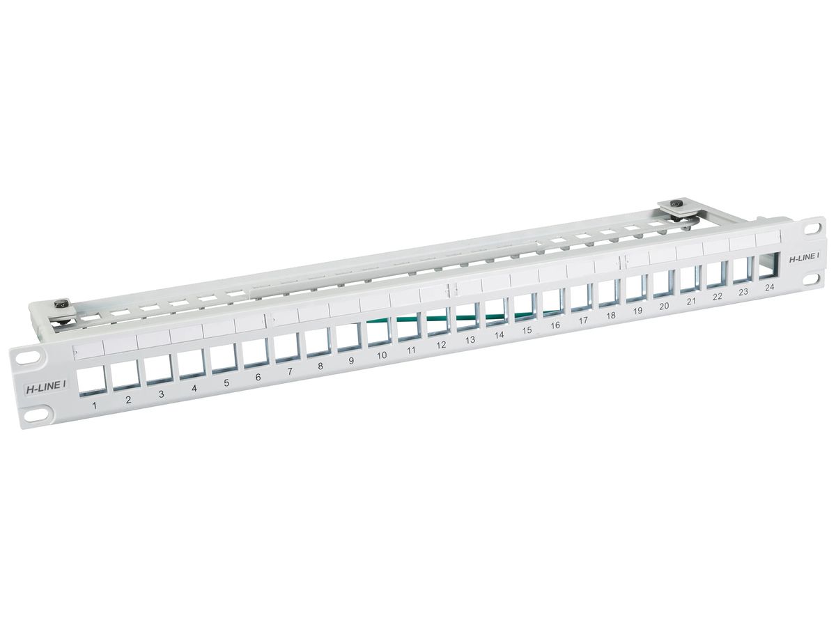 Patchpanel 19" H-LINE I 24-Port Keystone leer geschirmt 1HE grau
