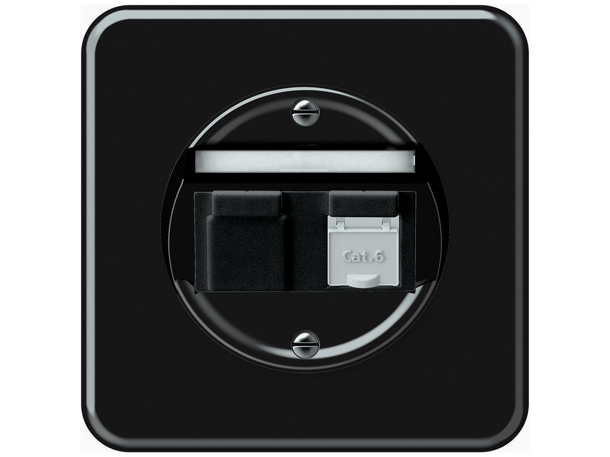 UP-Anschlussdose origin RJ45 8(8) Kat.6 schräg 92×92mm schwarz