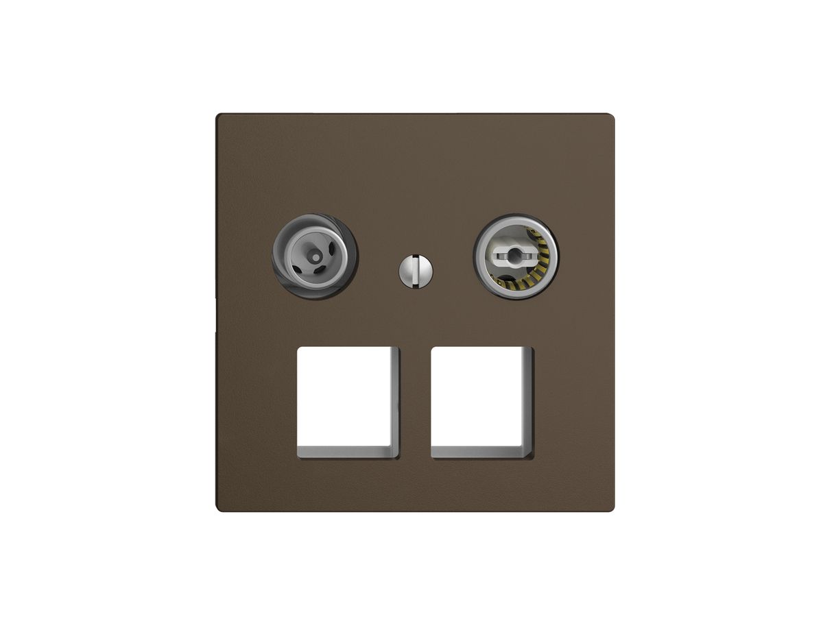 Multimediadose 15dB EDIZIOdue F, Durchgangsdose, f.2×RJ45 Keystone, coffee