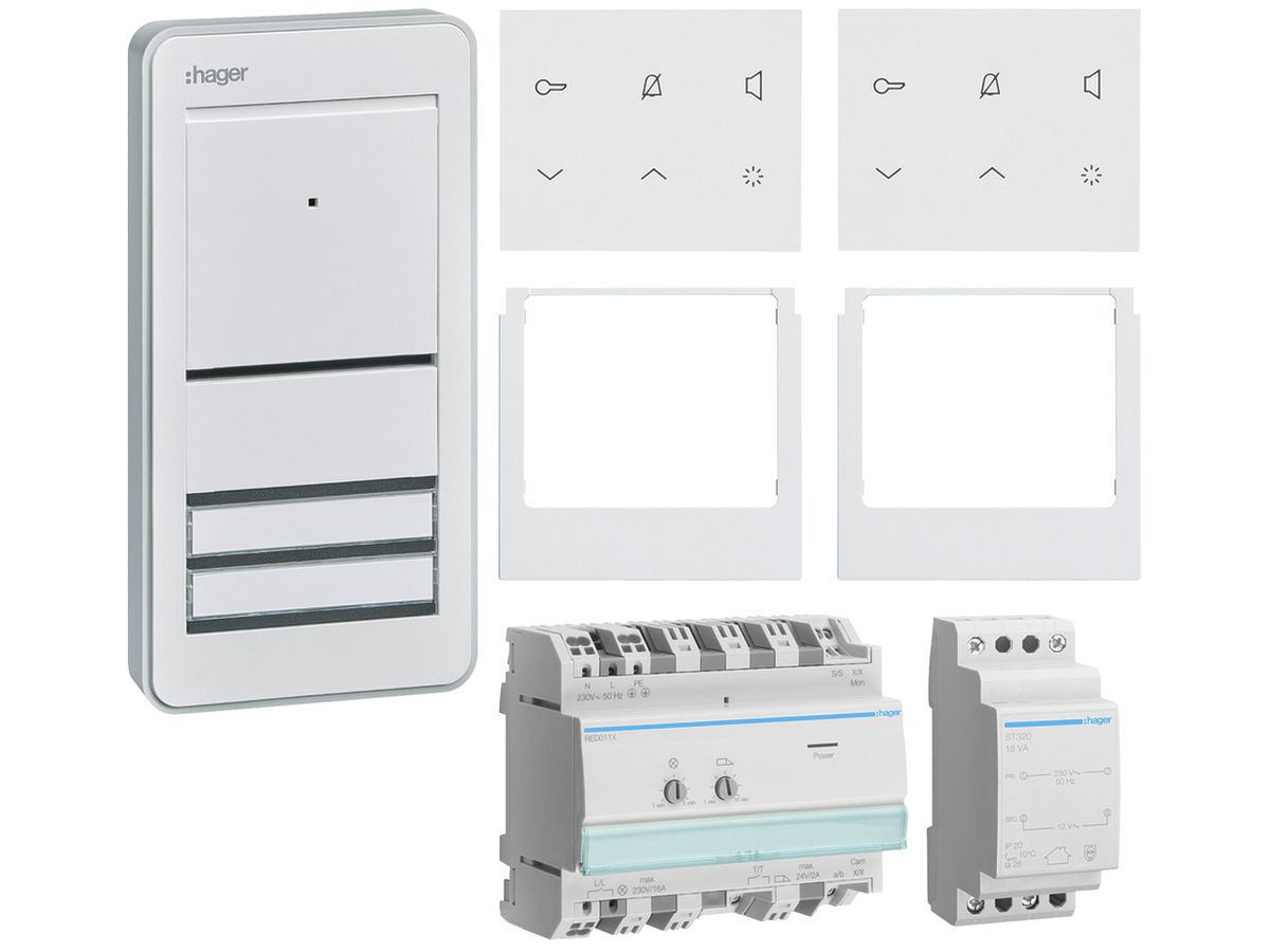 Set Audio elcom.home für 2Wohnungen Innenstation weiss/Aussenstation weiss