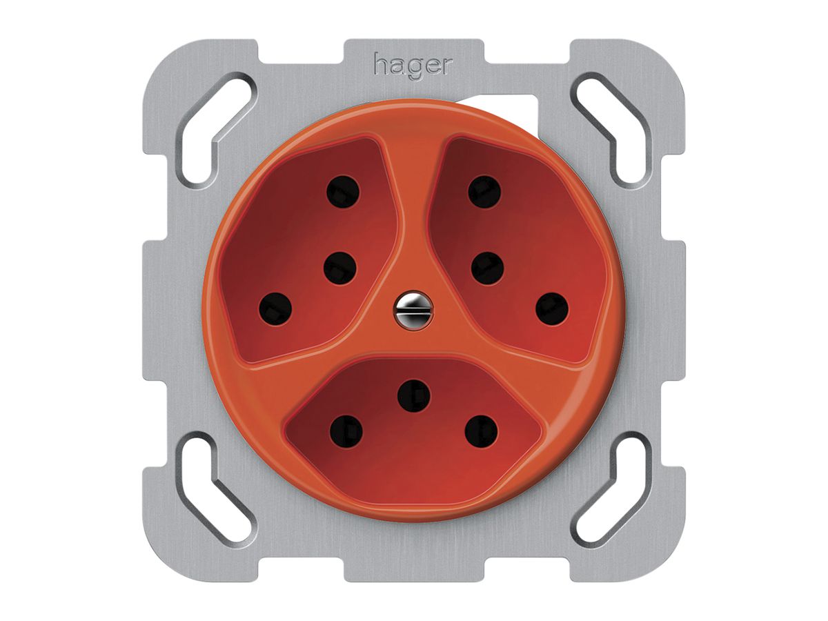 UP-Steckdose origin 3×Typ 13 10A 230V 77×77mm orange