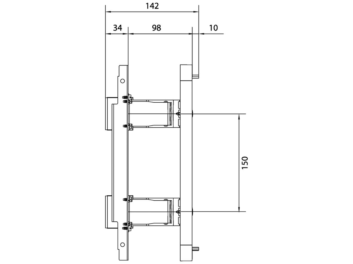 Baustein Hager univers N 300×250mm für Reiheneinbaugeräte waagrecht 2×10 PLE