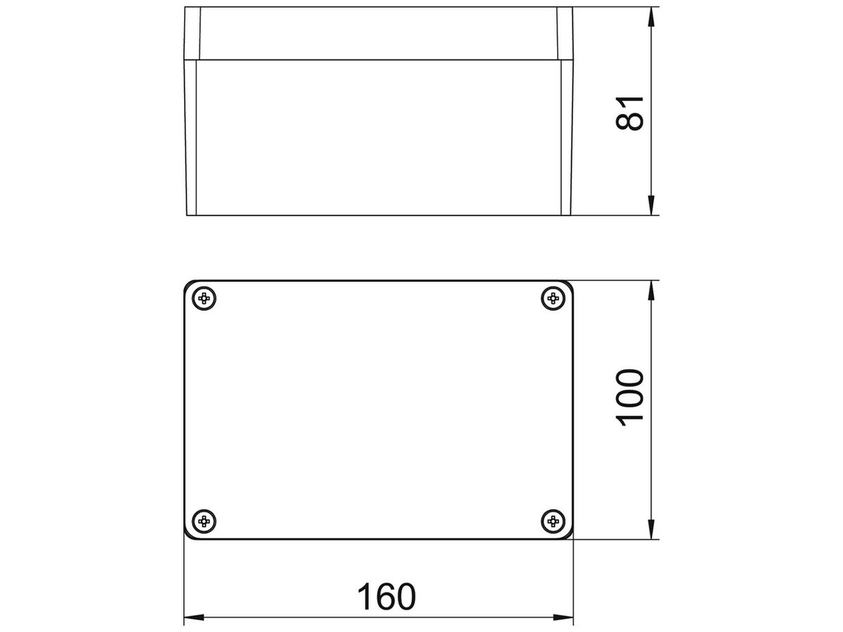 Leergehäuse BET Mx SGR 160×100×81mm Alu IP66 silbergrau