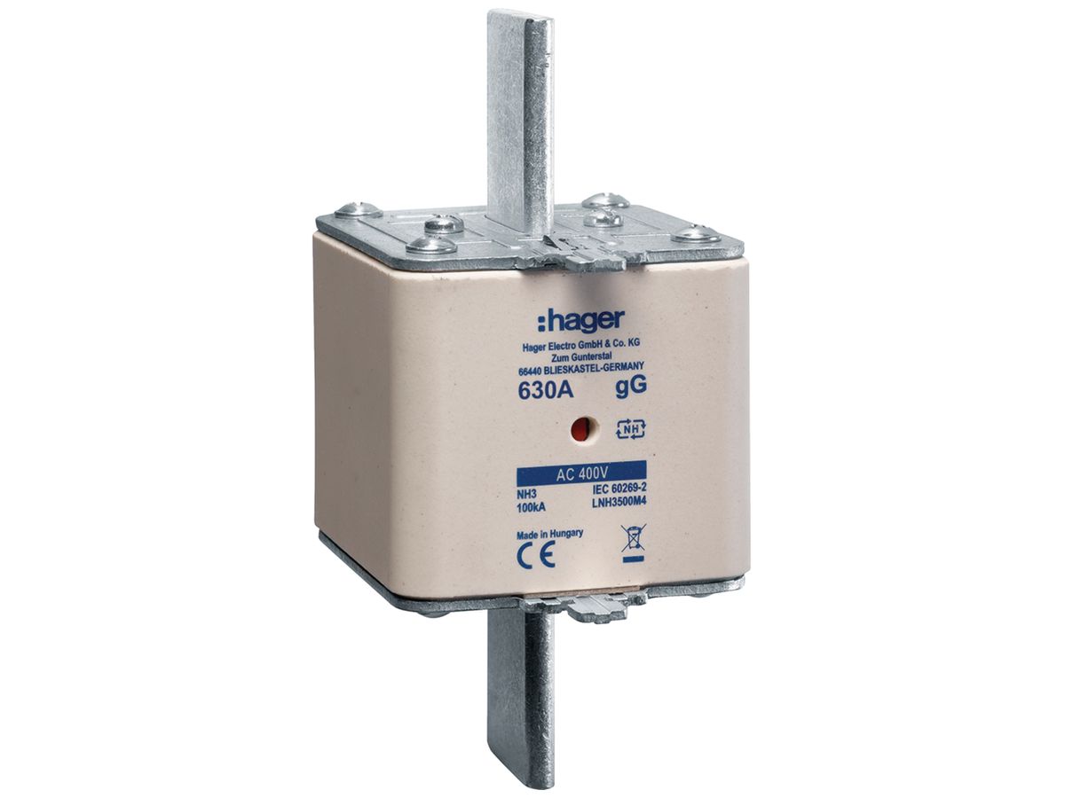 NH-Sicherung Hager DIN3 400VAC 630A gG/gL Doppelkennmelder rostgeschützt