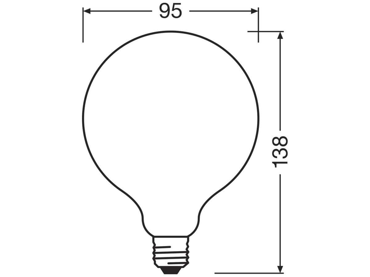 LED-Lampe LEDVANCE CLAS GLOBE E27 11W 1521lm 2700K DIM Ø95×135mm klar