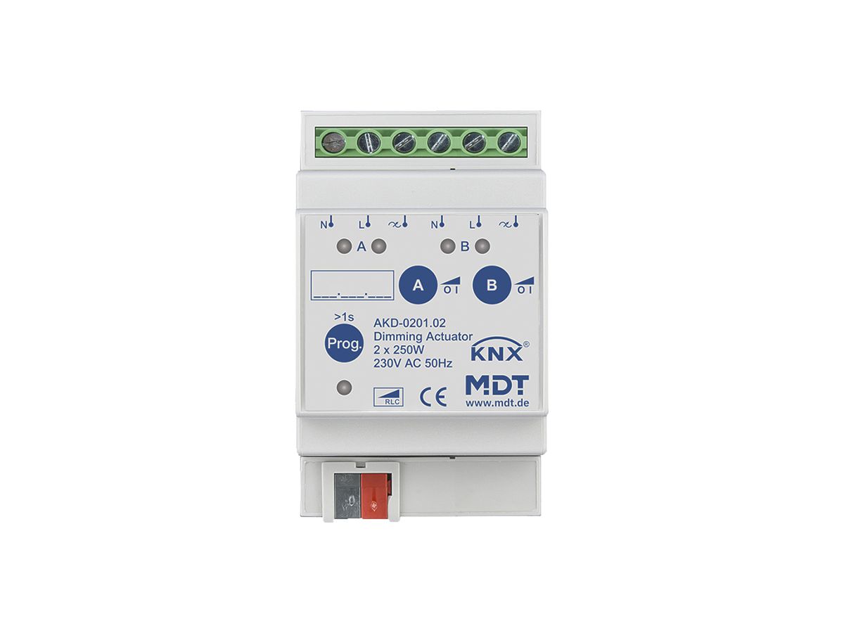 REG-Dimmaktor KNX MDT AKD-0201.02 2-Kan 2…250W 230VAC 3TE