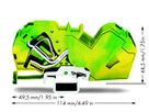 Durchgangsklemme WAGO TOPJOB S 6…35mm² 2L grün/gelb