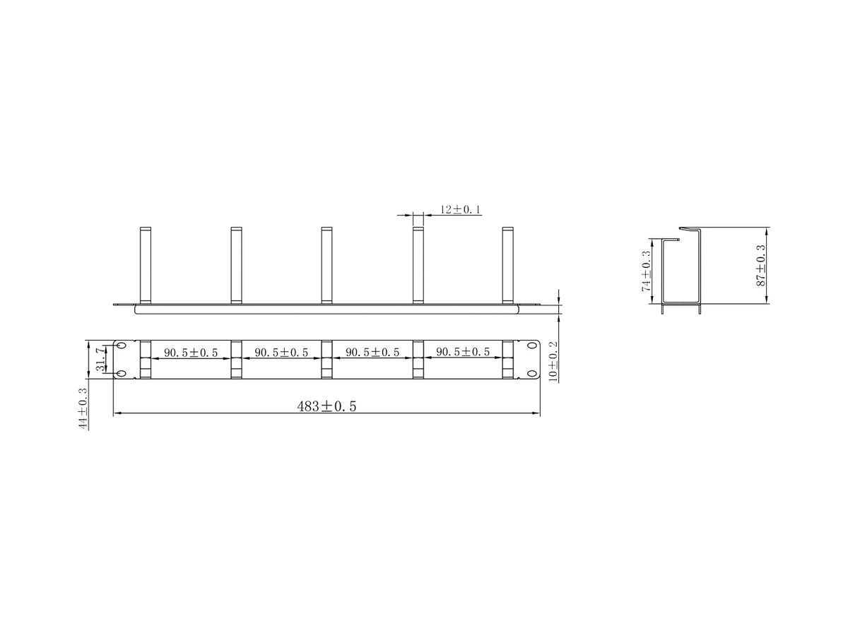 Rangierpanel 19" VALUE, 5× Kabelring Typ G 44×87mm 1HE St grau