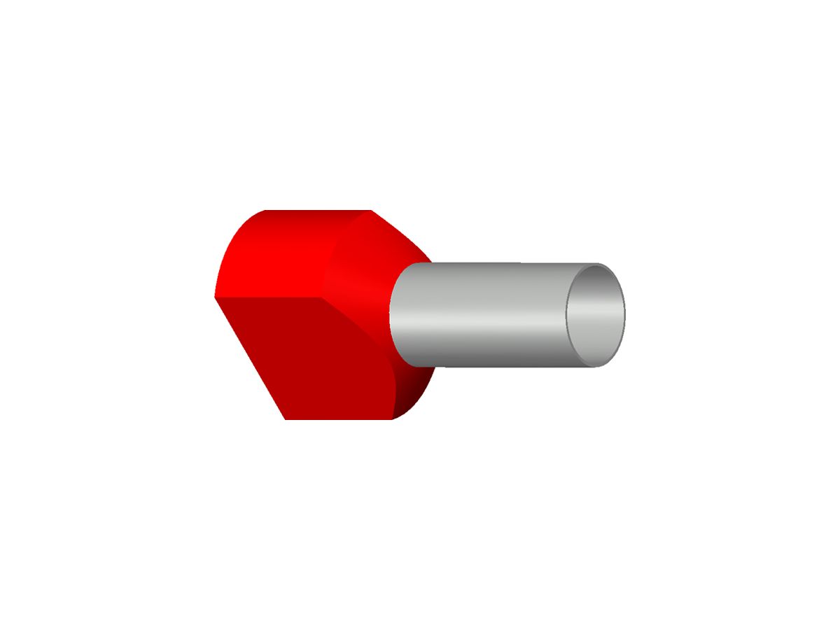 Zwillings-Aderendhülse isoliert 2×10mm² 14mm Typ DIN rot