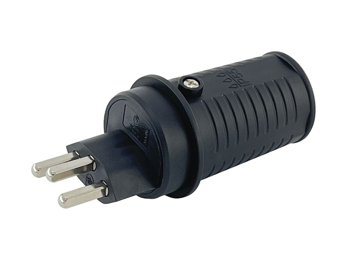 Stecker T23 250V 16A, IP55, S+, schwarz