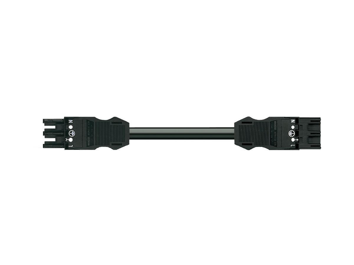 Verbindungsleitung MIDI 3×1.5mm² 16A 250V 8m Cod.A Buchse-Stecker schwarz Cca