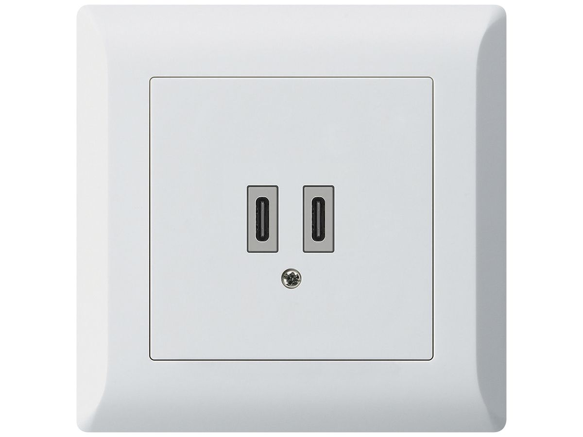 UP-USB-Ladesteckdose Hager kallysto.line C-C 20W 5V 92×92mm weiss