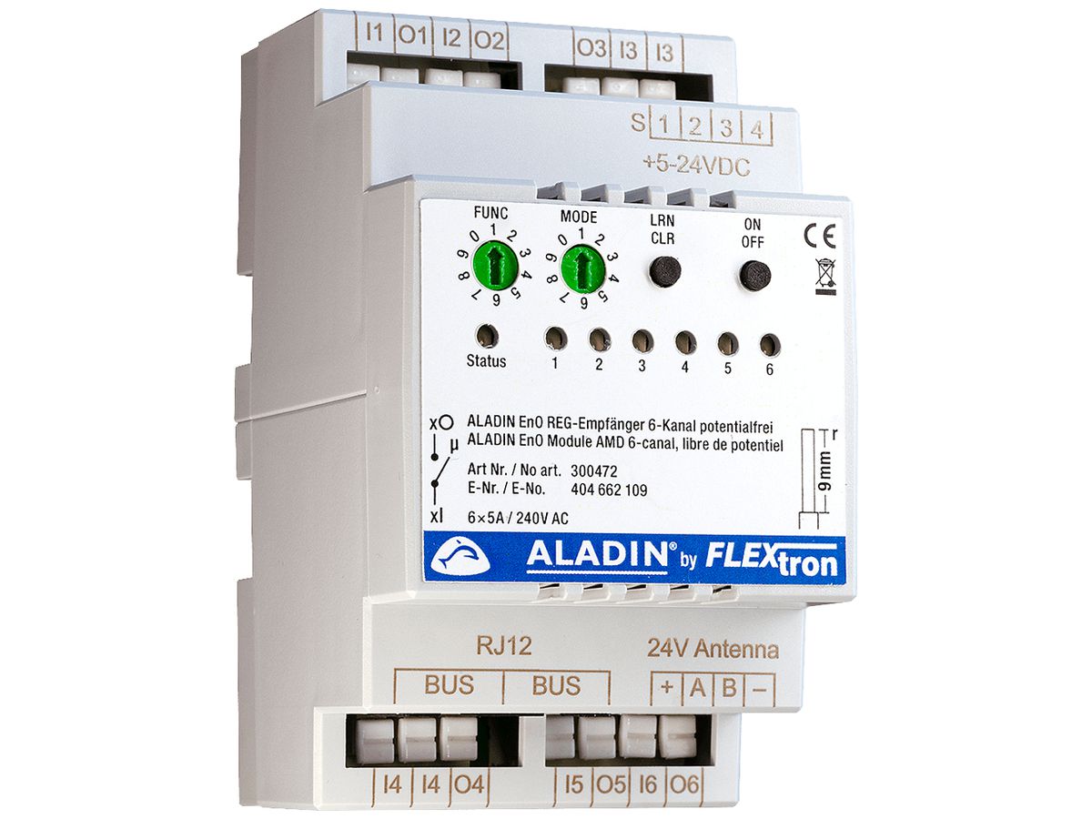REG-Schaltaktor ALADIN EnO 6-Kanal 5A 240VAC potentialfrei 3TE
