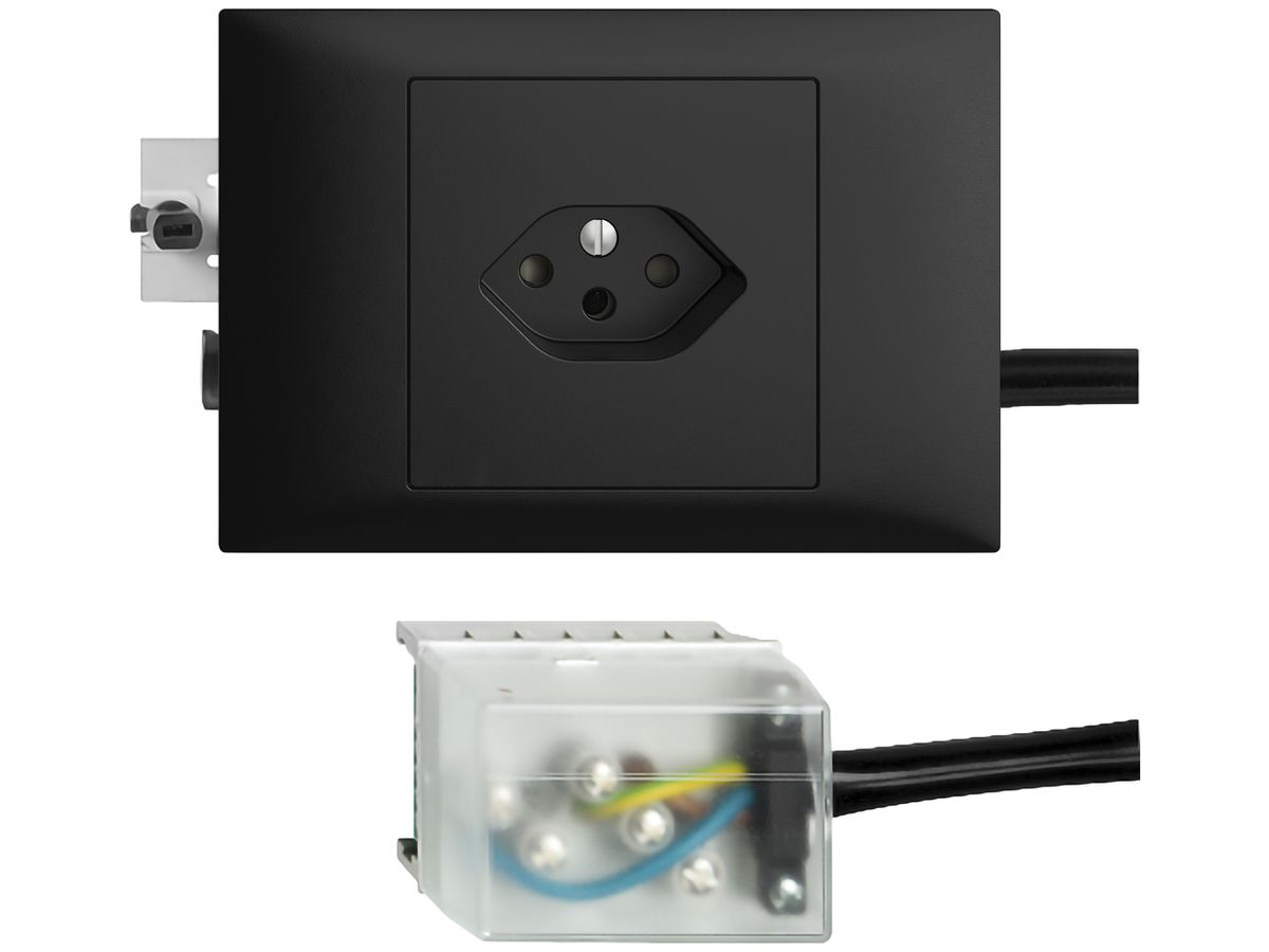 EB-Steckdose EDIZIOdue T13 L1 49…69mm schwarz für Flachkabel Powerbus