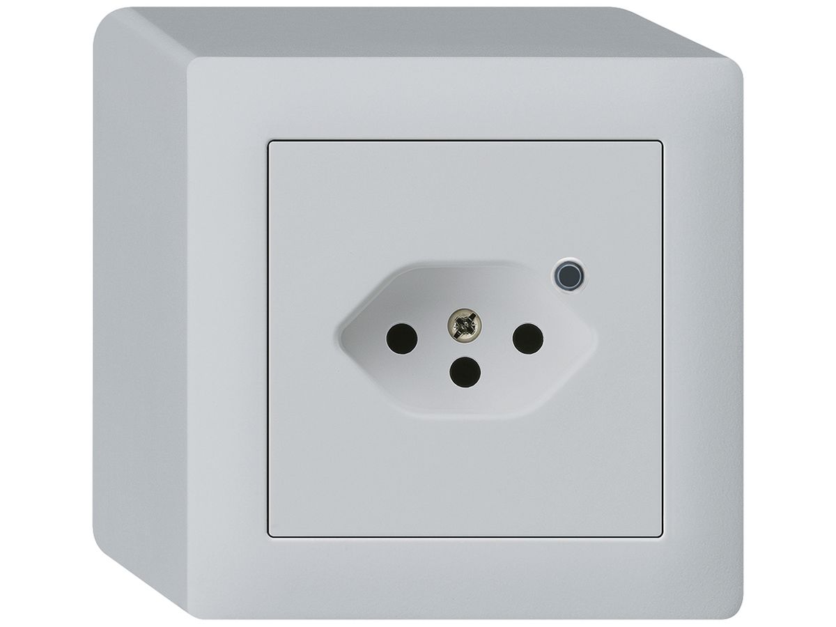 AP-Steckdose Hager kallysto 1×T13 beleuchtet Q lichtgrau