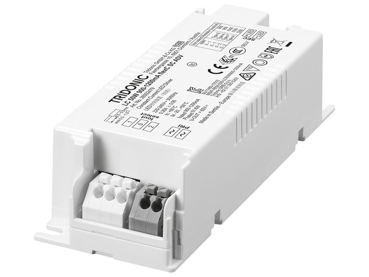 LED-Konverter Tridonic LC flexC SC ADV 900…1200mA, 50W, 43×30×115mm