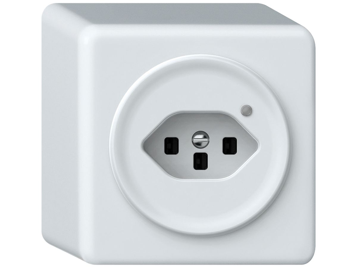 AP-Steckdose origin 1×Typ 23 bel.grün 16A 230V 88×88×54mm weiss