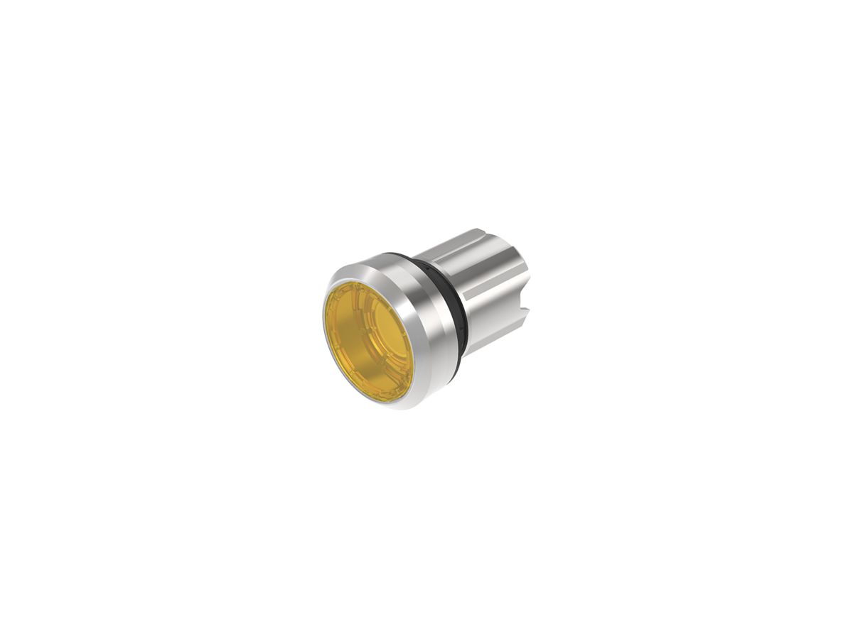 Leuchtdrucktastervorsatz EAO45 hoch gelb Ø22.3mm IP67/IP69K Ring Silber