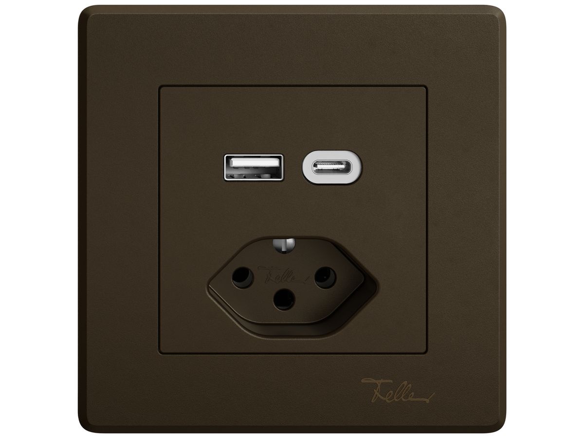 UP-USB-Ladesteckdose EDIZIO.liv SNAPFIX® USB A+C/T13 3A 230VAC br