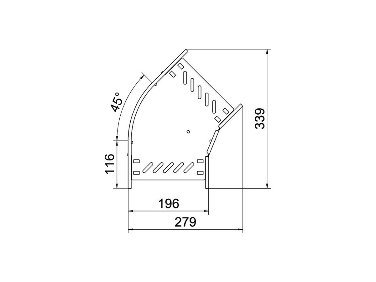 Bogen BET RB 45° 85×200mm Stahl bandverzinkt