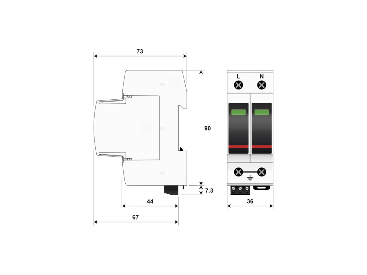 Überspannungsableiter  Citel DAC50VGS-20-275, Typ 2+3, 2-polig