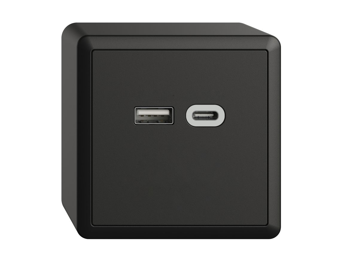 AP-Steckdose USB 18W Typ A + Typ C Feller EDIZIOdue FX54 230V 3600mA schwarz