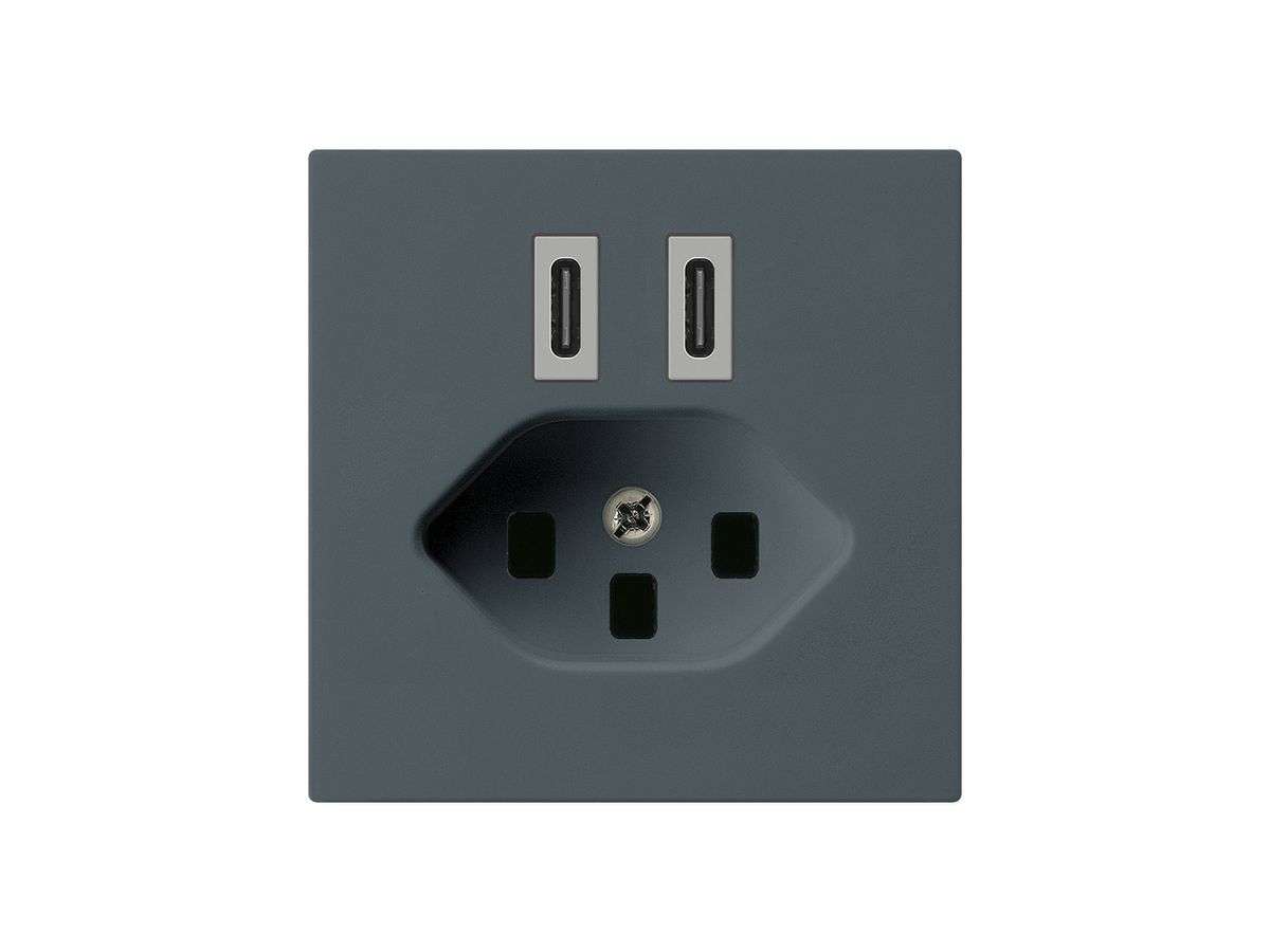 USB-Ladesteckdose Hager kallysto C-C 20W+T23 5V 60×60mm anthrazit
