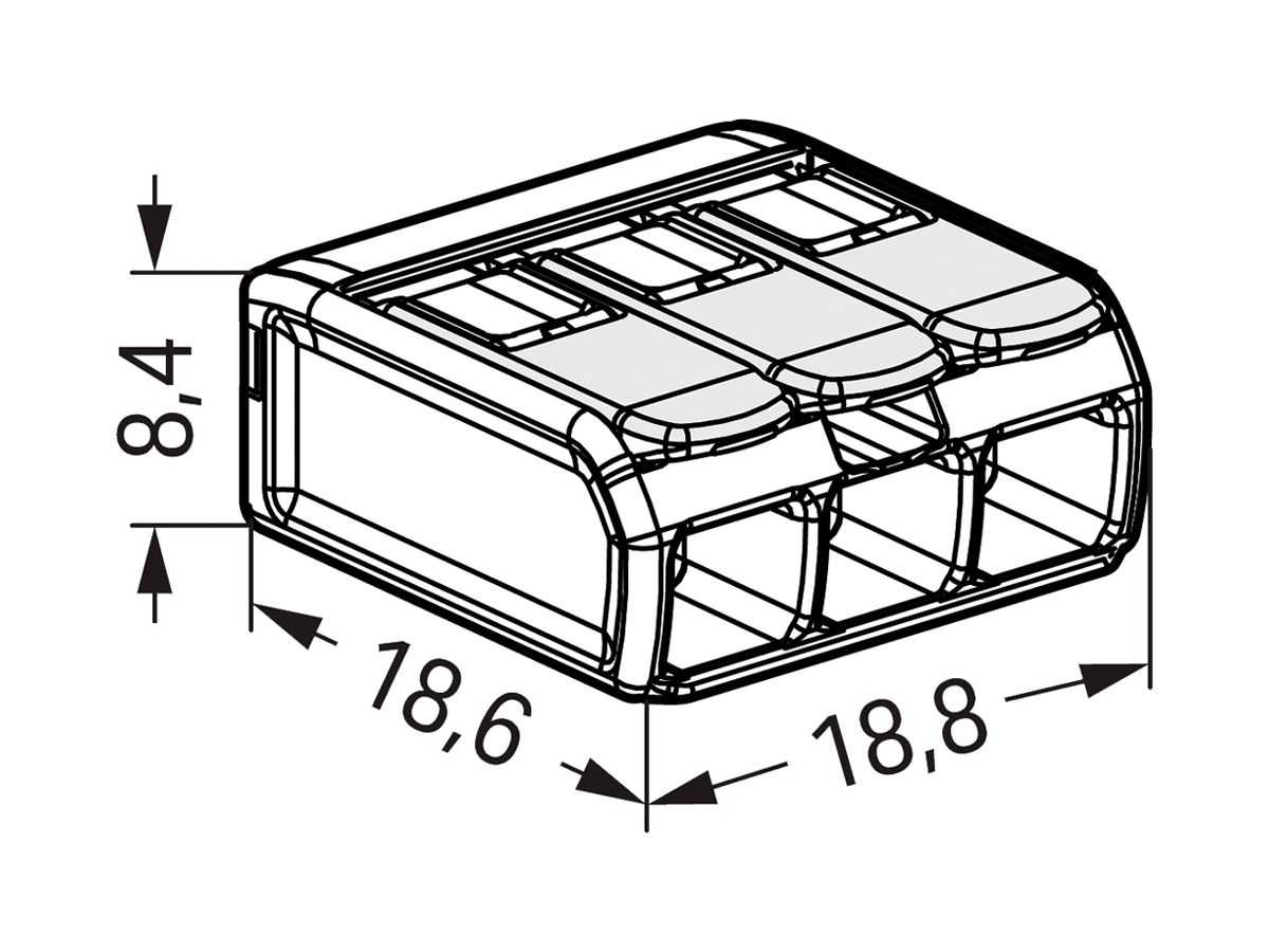 Verbindungsklemme WAGO 221 3×0.2…4mm² Hebel 24.5A 440V grau transparent
