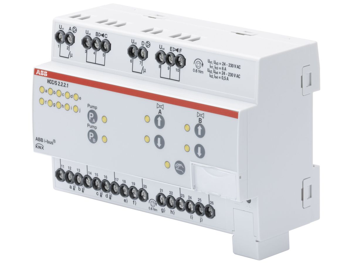 REG-Heiz-/Kühlkreis Controller ABB HCC/S 2.2.2.1 KNX, 2-fach, bedienbar