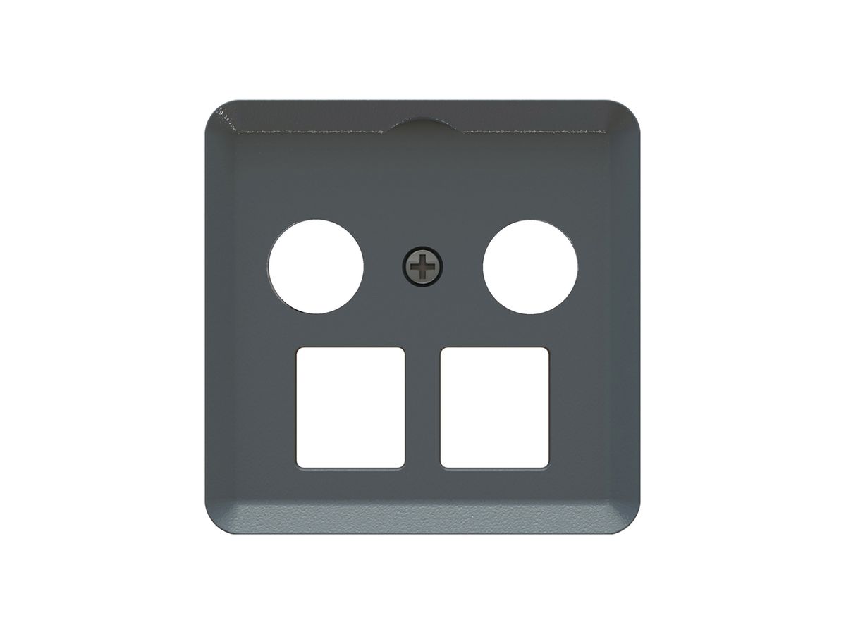 Frontplatte priamos R/TV/Netzwerk+2×EasyKlick 60×60mm anthrazit