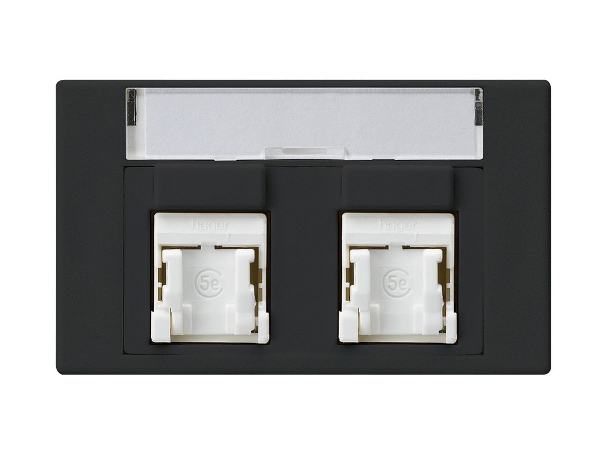 FLF-Steckdose Hager Kat.5E 2RJ45/u schwarz