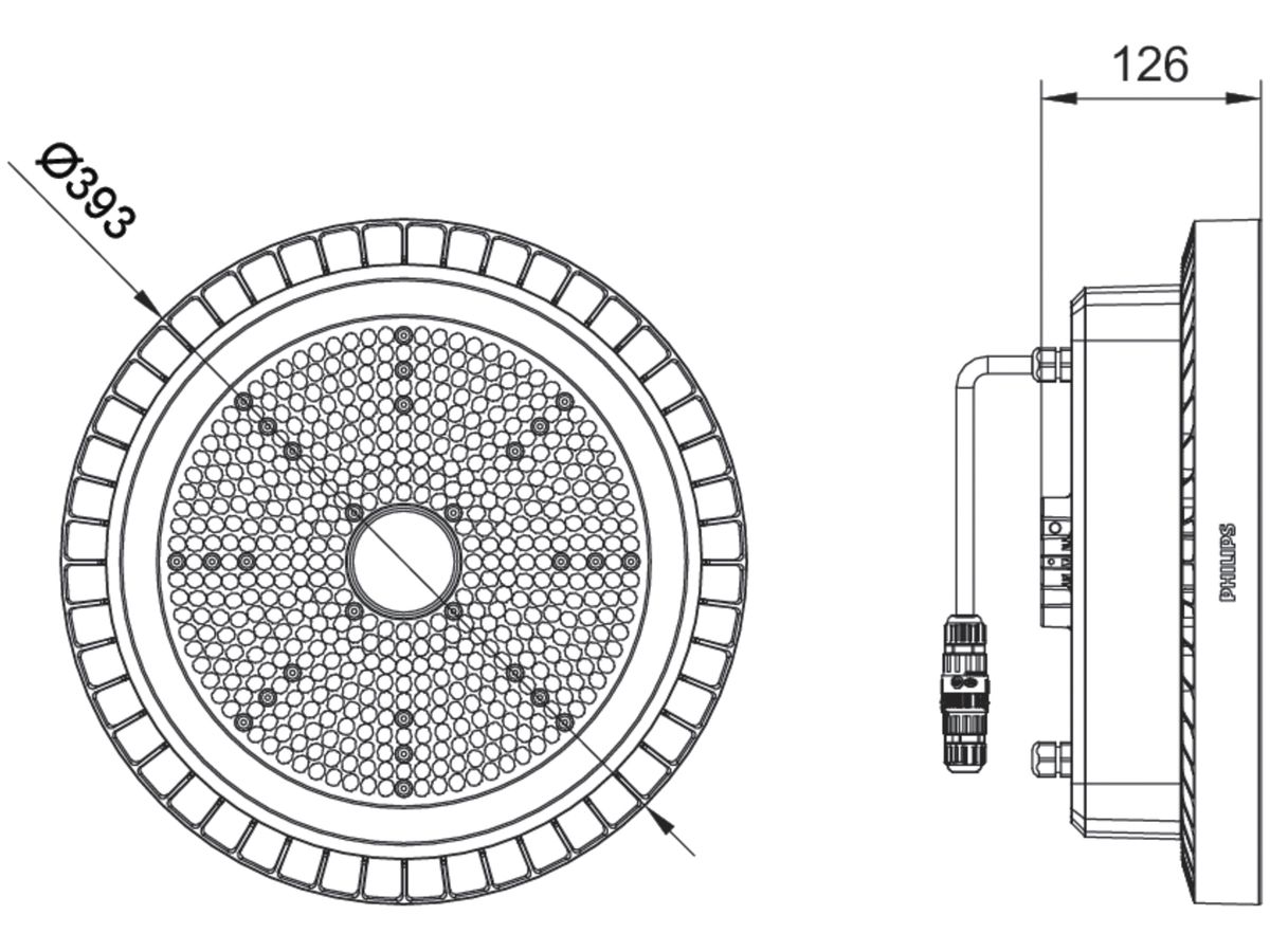 LED-Hallenstrahler CoreLine BY122P 205W 30000lm 4000K IP65 VWB DALI grau
