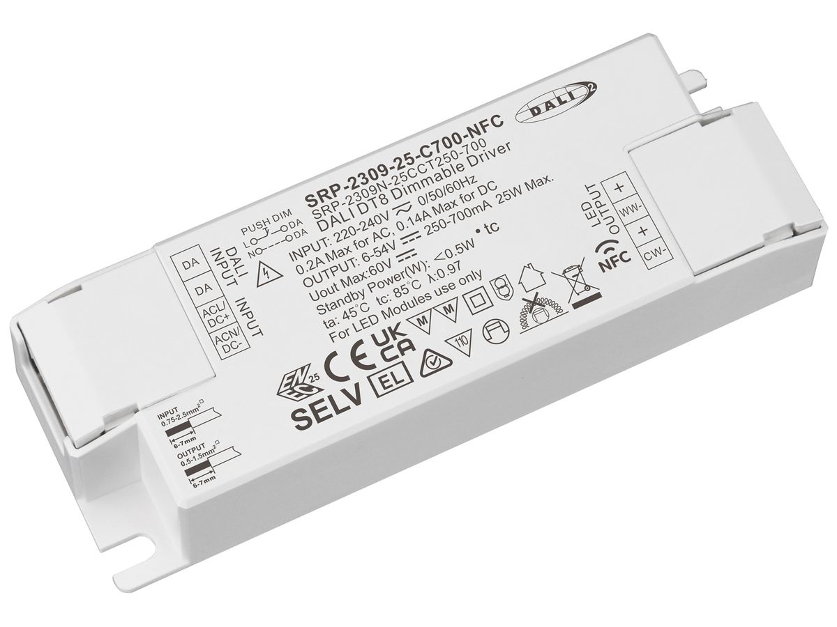 LED-Betriebsgerät SUNRICHER SRP-2309 1.5…25W 6…54V 250…700mA DALI DIM