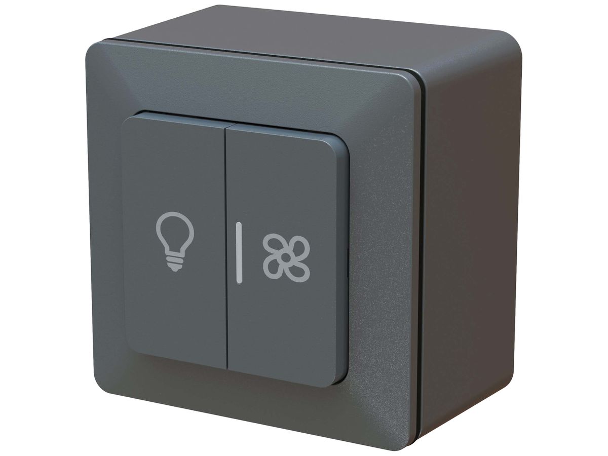 AP-Druckschalter MH modino priamos Wechselschalter 10A 230V LED 90×90×63mm an