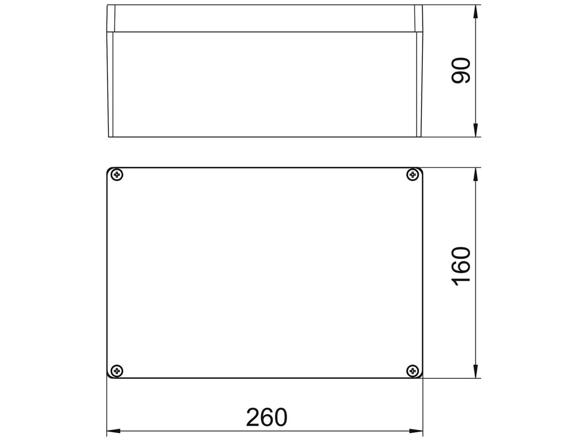 Leergehäuse BET Mx SGR 260×160×90mm Alu IP66 silbergrau