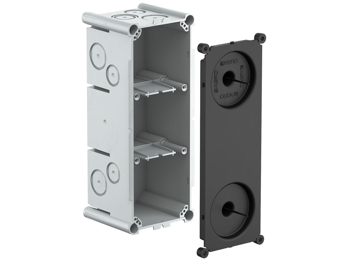 UP-Einlasskasten AGRO 3×1 650°C mit Schutzdeckel, M20/25, grau