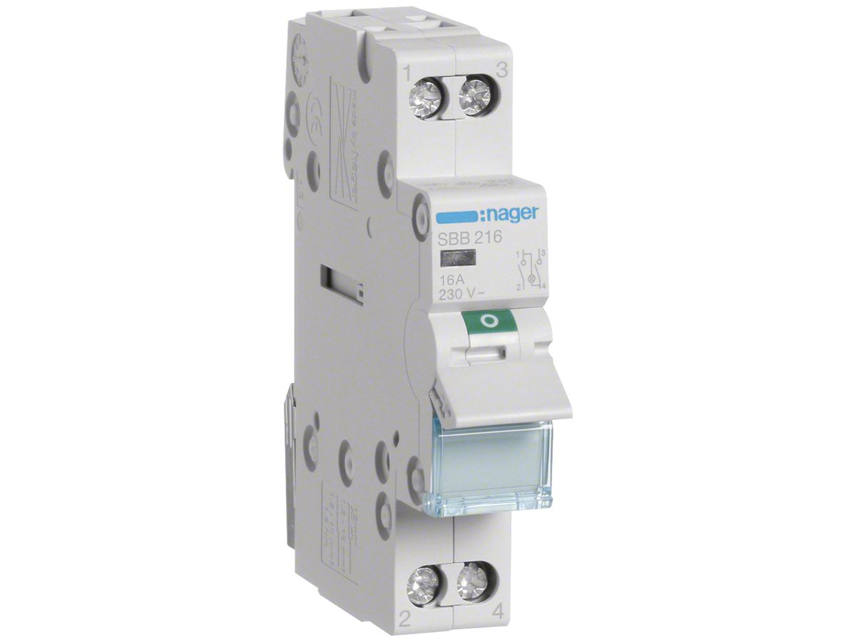 REG-Ausschalter Hager SBB 16A 230V 2 Schliesser 0 Öffner 1 Wechsler