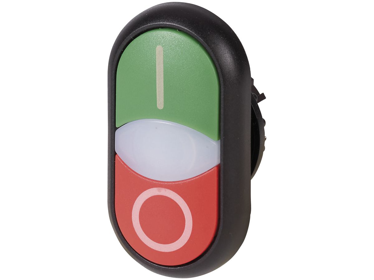 Doppeldrucktaste ETN RMQ flach I/O grün-rot, Ring schwarz