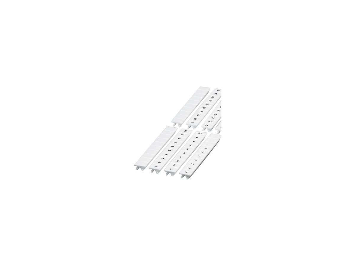 Zackband ZB 21…30 weiss quer bedruckt mit 10 Schildchen 8mm
