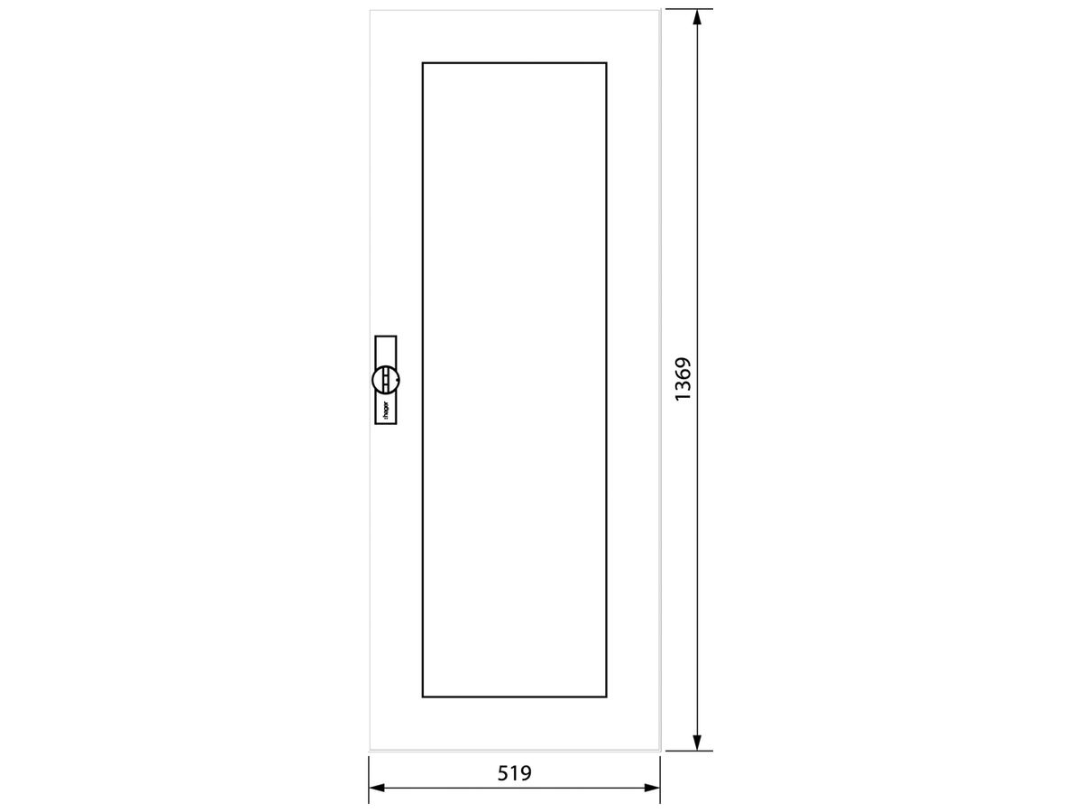 Tür rechts Hager Univers 519×1369×12mm Ausführung als Sichttür IP44 weiss