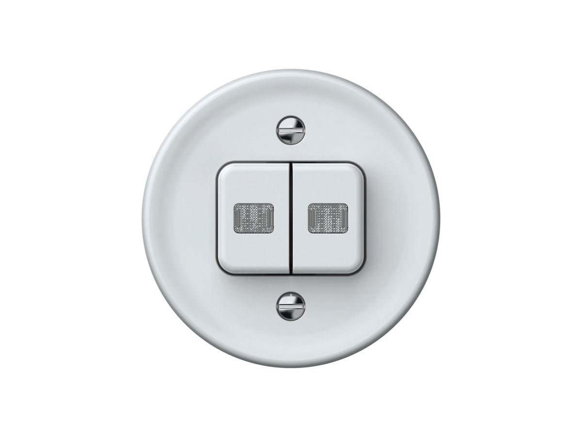 Leuchtdruckschalter origin Sch 1 (3+3) 2×LED 60×60mm weiss