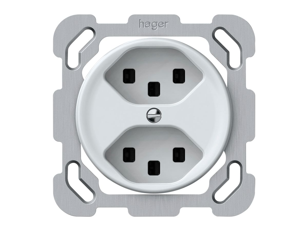 UP-Steckdose origin 2×Typ 23 16A 230V 77×77mm weiss