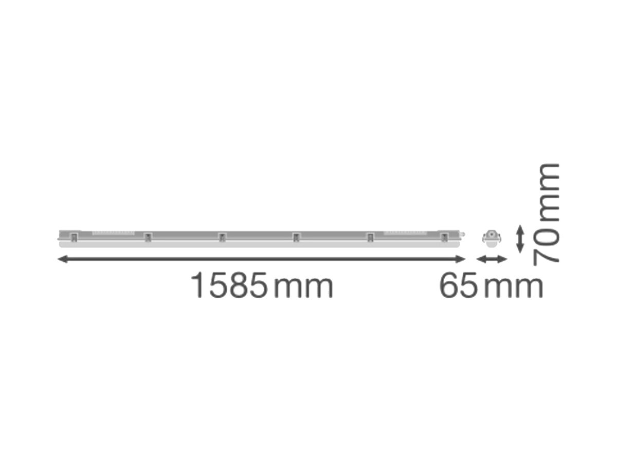 LED-Feuchtraumleuchte LEDVANCE DP 1500 1×G13 P65 1585×65×70mm grau