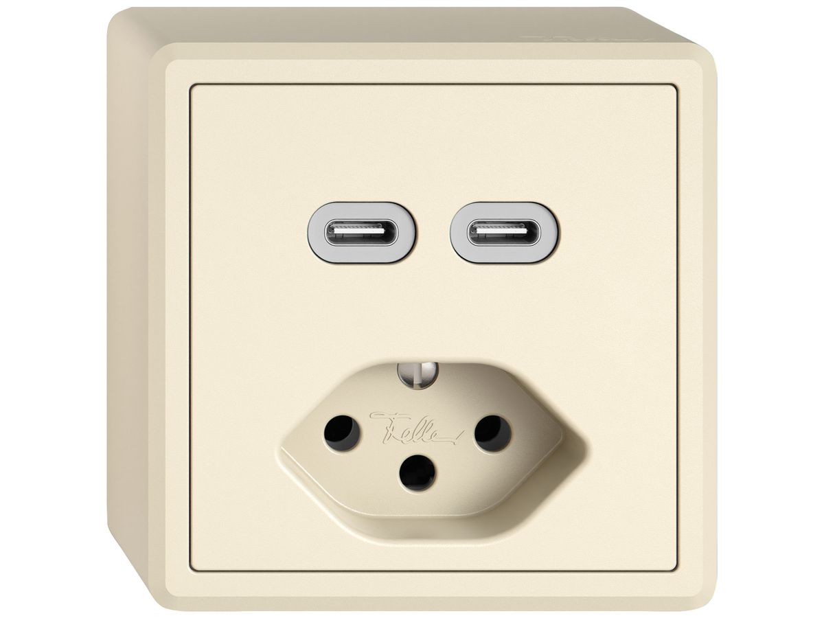 AP-USB-Ladesteckdose EDIZIO.liv SNAPFIX® USB C+C/T13 3A 230VAC cr