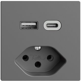 Steckdose USB Typ A+C + Typ 13 Feller EDIZIOdue F 230V 3000mA dunkelgrau