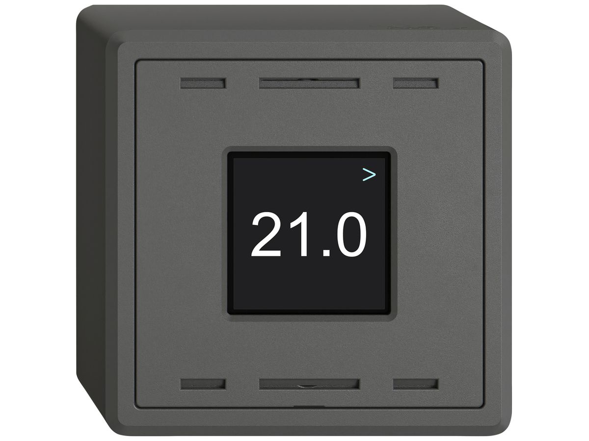 AP-Raumtemperatursensor EDIZIO.liv Wiser SNAPFIX® 230V 5…30°C dunkelgrau