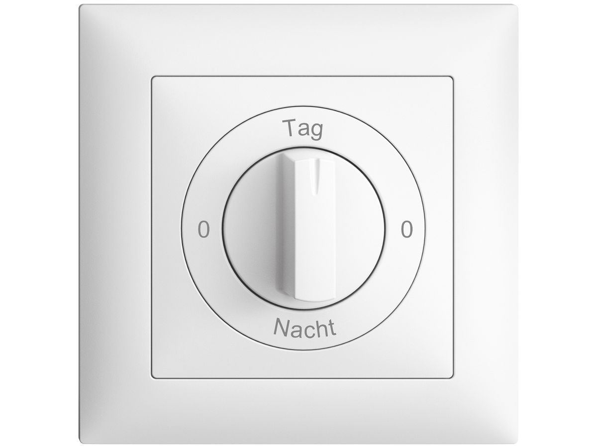 Frontset 0-Tag-0-Nacht EDIZIOdue weiss 88×88mm für Drehschalter