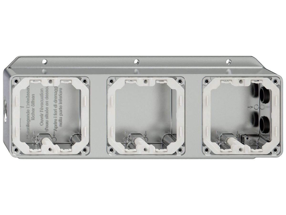 AP-Kopfzeile Feller ELEMENT 1×3 Aluminium 2 Einführungen